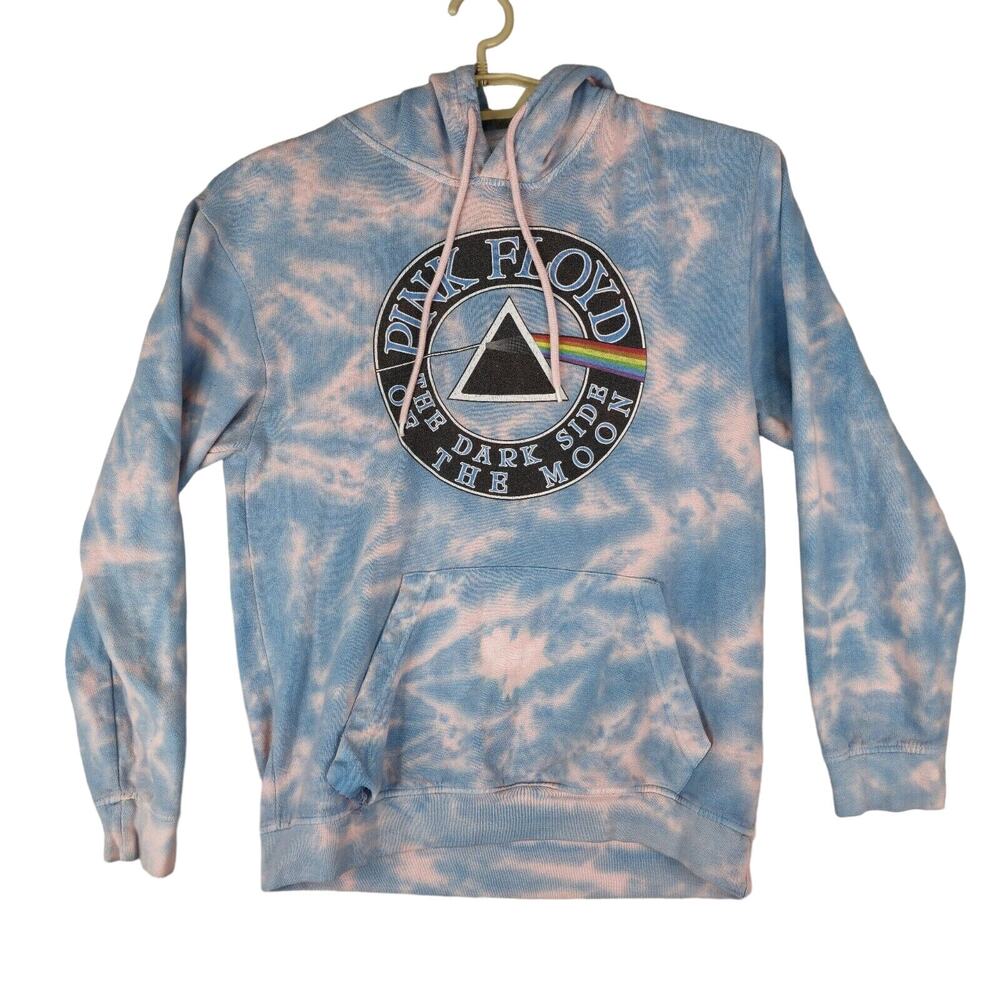 Pink Floyd The Dark Side Of The Moon Hoodie Mens Small Tie Dye Blue Distressed